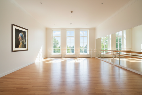 Artwork staged in a bright sunny dance studio